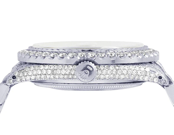 Rolex Datejust Jubilee VVS Diamond Men Watch, 40mm White Gold Plated Stainless Steel Men Watch For Gift, Fully Iced Out Arabic Birthday Gift Watch For Him