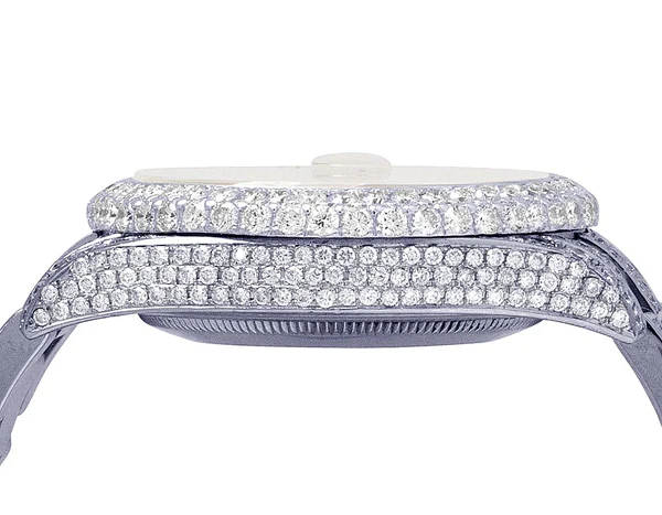 Rolex Datejust Jubilee VVS Diamond Men Watch, White 36mm Dial White Gold Plated Stainless Steel Men Watch For Gift, Fully Iced Out Arabic Birthday Gift Watch For Him