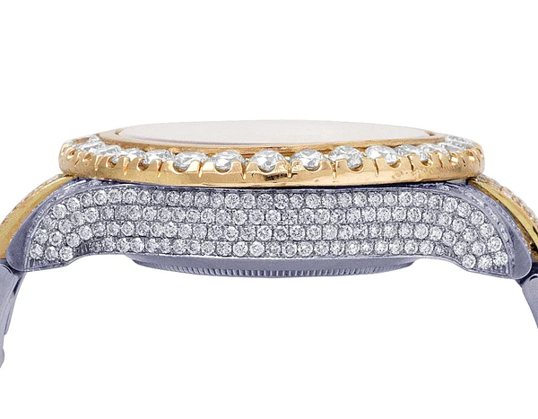 Rolex Yatch Master Round VVS Diamond Iced Out Men Watch, White 42mm Dial Yellow & White Gold 2 Tone Plated Stainless Steel Men Watch For Gift, Fully Iced Out Birthday Gift Watch For Him