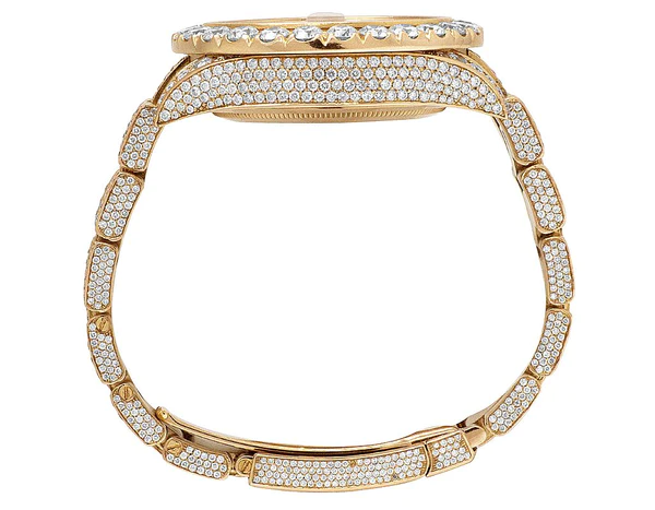 Rolex Sky Dweller Round VVS Diamond Men Watch, 42mm Dial Rose Gold Plated Stainless Steel Men Watch For Gift, Fully Iced Out Birthday Gift Watch For Him