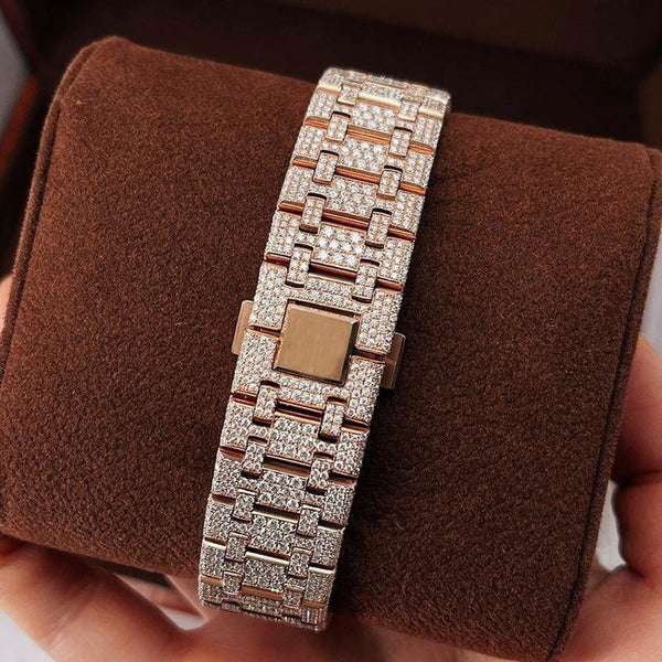 Audemars Piguet Full Iced Out VVS Diamond Men Watch, Stainless Steel All Chronograph Working 2 Tone Gold Plated 42mm Men Watch