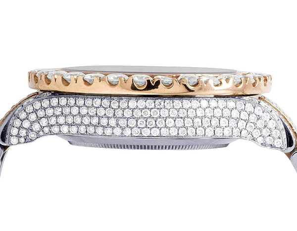 Rolex Yatch Master Round VVS Diamond Iced Out Men Watch, White 42mm Dial Rose & White Gold 2 Tone Plated Stainless Steel Men Watch For Gift, Fully Iced Out Birthday Gift Watch For Him