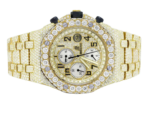 Audemars Piguet Full Iced Out VVS Diamond Men Watch, Stainless Steel Yellow Gold Plated All Chronograph Working 42mm Men Watch