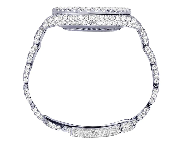 Rolex Datejust VVS Diamond Men Watch, White 40mm Dial White Gold Plated Stainless Steel Men Watch For Gift, Fully Iced Out Birthday Gift Watch For Him