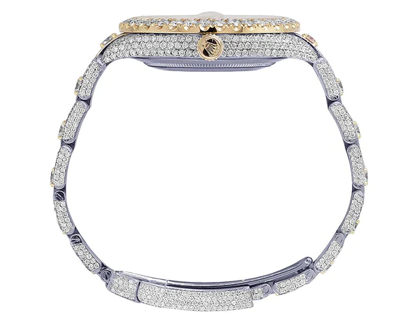 Rolex Datejust Round VVS Diamond Men Watch, Rose 40mm Dial Rose & White Gold 2 Tone Plated Stainless Steel Men Watch For Gift, Fully Iced Out Birthday Gift Watch For Him