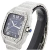Cartier Santos VVS Diamond Men Watch, Stainless Steel White Gold Plated Men Watch For Birthday Gift
