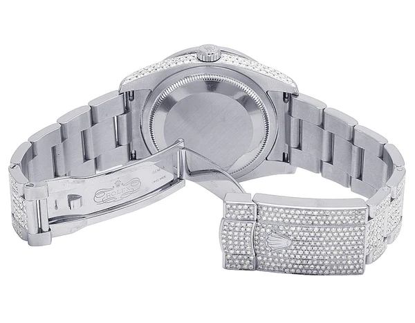 Rolex Datejust Jubilee VVS Diamond Men Watch, White 36mm Dial White Gold Plated Stainless Steel Men Watch For Gift, Fully Iced Out Birthday Gift Watch For Him