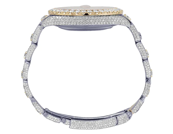 Rolex Datejust Round VVS Diamond Men Watch, Rose 40mm Dial Rose & White Gold 2 Tone Plated Stainless Steel Men Watch For Gift, Fully Iced Out Birthday Gift Watch For Him