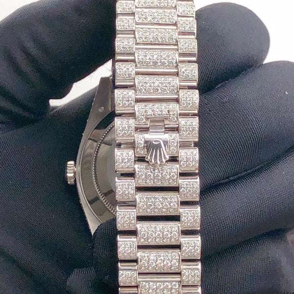Rolex Jubilee Daydate Blue Dial VVS Diamond Men Watch, 41mm Dial White Gold Plated Stainless Steel Men Watch For Gift, Fully Iced Out Birthday Gift Watch For Him