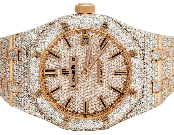 Audemars Piguet Full Iced Out VVS Diamond Men Watch, Stainless Steel Rose Gold 42mm Men Watch
