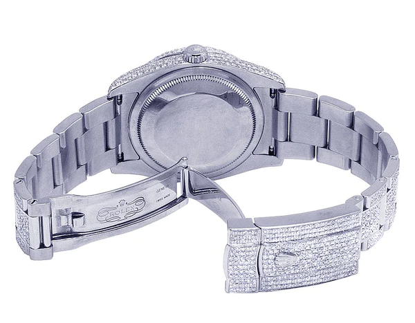 Rolex Datejust Jubilee VVS Diamond Men Watch, White 36mm Dial White Gold Plated Stainless Steel Men Watch For Gift, Fully Iced Out Arabic Birthday Gift Watch For Him