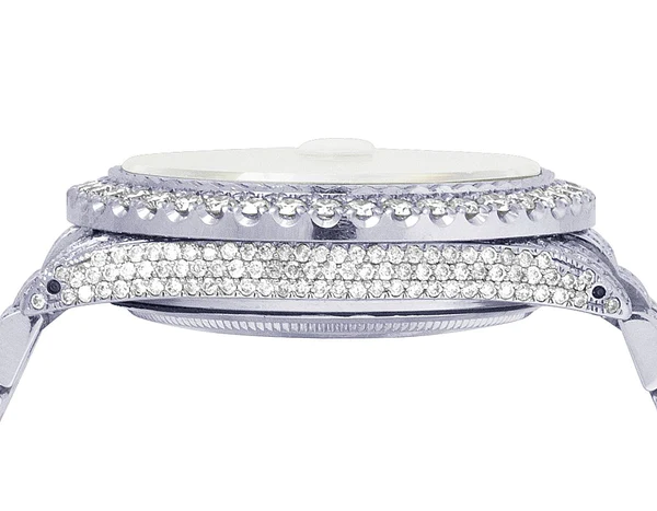 Rolex Datejust Jubilee VVS Diamond Men Watch, 40mm White Gold Plated Stainless Steel Men Watch For Gift, Fully Iced Out Arabic Birthday Gift Watch For Him