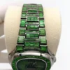 Patek Philippe Green Baguette Diamond Men Automatic Watch, White Gold Plated Men Watch For Birthday Gift