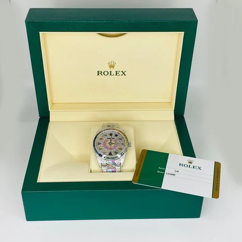 Rolex Oyster Perpetual Stainless Steel All Diamond Rainbow Watch, Gold Plated VVS Diamond Watch, Diamond Watch Birthday Gift For Him