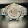 Rolex Oyster Perpetual Stainless Steel All Diamond Rainbow Watch, Gold Plated VVS Diamond Watch, Diamond Watch Birthday Gift For Him