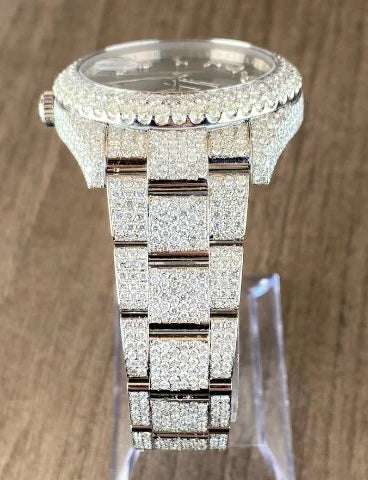 Rolex Datejust Stainless Steel White VVS Diamond Watch, Gold Plated VVS Diamond Watch, VVS Diamond Watch Birthday Gift For Him