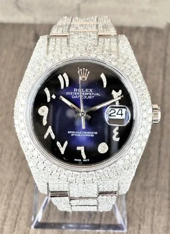 Rolex Datejust Stainless Steel White VVS Diamond Watch, Gold Plated VVS Diamond Watch, VVS Diamond Watch Birthday Gift For Him