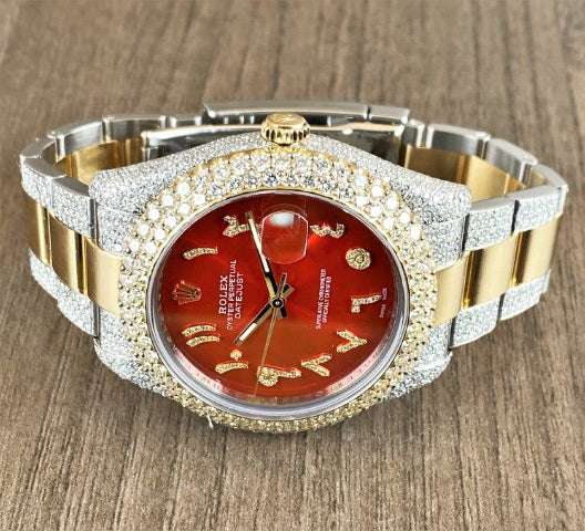 Rolex Datejust Stainless Steel White VVS Diamond Watch, Gold Plated VVS Diamond Watch, Diamond Watch Birthday Gift For Him