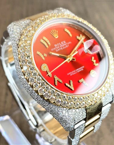 Rolex Datejust Stainless Steel White VVS Diamond Watch, Gold Plated VVS Diamond Watch, Diamond Watch Birthday Gift For Him