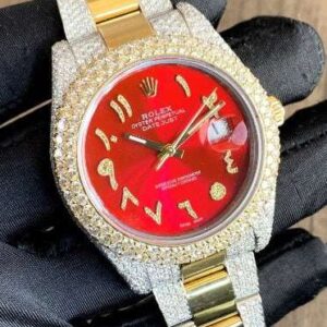 Rolex Datejust Stainless Steel White VVS Diamond Watch, Gold Plated VVS Diamond Watch, Diamond Watch Birthday Gift For Him