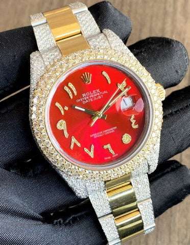 Rolex Datejust Stainless Steel White VVS Diamond Watch, Gold Plated VVS Diamond Watch, Diamond Watch Birthday Gift For Him