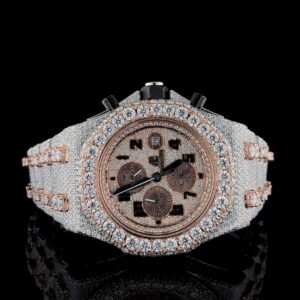 Audemars Piguet Full Iced Out Moissanite Diamond Men Watch, Stainless Steel All Chronology Working 2 Tone Gold Plated 42 mm Men Watch