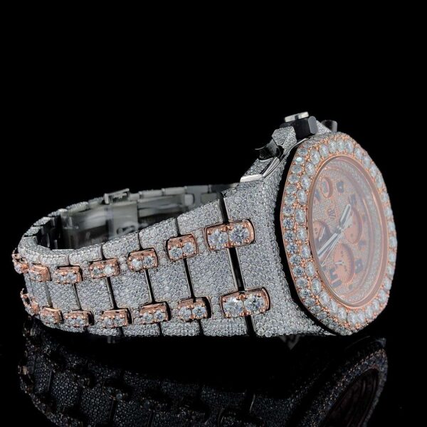 Audemars Piguet Full Iced Out Moissanite Diamond Men Watch, Stainless Steel All Chronology Working 2 Tone Gold Plated 42 mm Men Watch