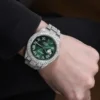 Rolex Datejust Presidential VVS Diamond Men Watch, Green 41mm Dial White Gold Plated Stainless Steel Men Watch For Gift, Fully Iced Out Birthday Gift Watch For Him