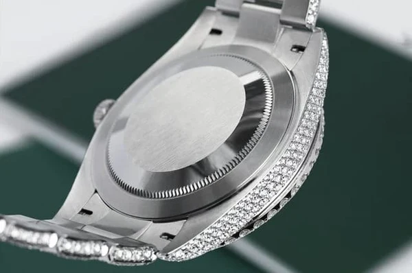 Rolex Datejust Presidential VVS Diamond Men Watch, Green 41mm Dial White Gold Plated Stainless Steel Men Watch For Gift, Fully Iced Out Birthday Gift Watch For Him