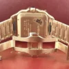 Cartier Santos Round & Baguette VVS Diamond Men Watch, Stainless Steel Rose Gold Plated Men Watch For Birthday Gift