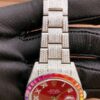Rolex Red VVS Diamond Iced Out Men Watch, 41mm Dial White Gold Plated Stainless Steel Men Watch For Gift, Fully Iced Out Birthday Gift Watch For Him