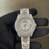 Rolex Datejust Full Iced Out VVS Diamond Watch, Baguette And Round VVS Diamond Wrist Watch For Men, White Plated Men Diamond Watch