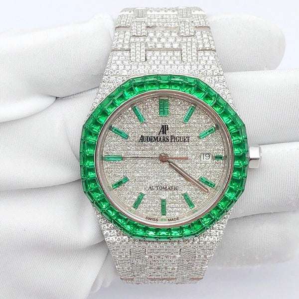 WhatsAppImage2022-09-22at11.40.06AM_600x600 Audemars Piguet Green Baguette Sapphire & Round VVS Diamond Full Iced Out Watch, Self Winding White Gold Plated Men Wrist Watch,Stainless Steel Diamond Watch For Men