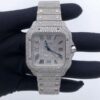 Cartier Santos VVS Diamond Men Watch, Stainless Steel White Gold Plated Men Watch For Birthday Gift