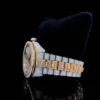 Rolex Daydate Full Iced Out VVS Diamond Watch, Baguette And Round VVS Diamond Wrist Watch For Men, White & Yellow Gold Plated Men Diamond Watch