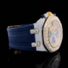 Audemars Piguet Full Iced Out Yellow & White Gold Plated VVS Diamond Men Watch, Silicon Blue Band All Chronograph Working 42mm Men Watch