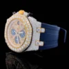 Audemars Piguet Full Iced Out Yellow & White Gold Plated VVS Diamond Men Watch, Silicon Blue Band All Chronograph Working 42mm Men Watch