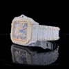 Cartier Santos Skeleton VVS Diamond Full Iced Out Men Watch, Stainless Steel White & Yellow Gold Plated Men Watch For Birthday Gift