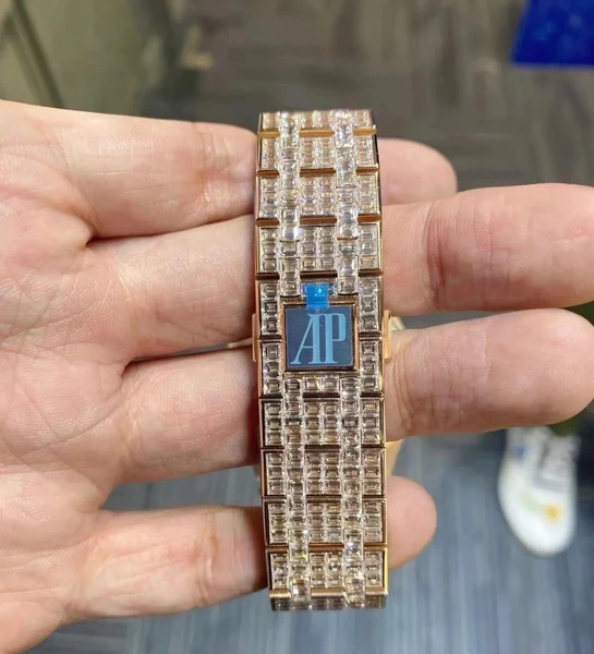 Audemars Piguet Baguette VVS Diamond Full Iced Out Watch, Stainless Steel Self Winding Diamond Watch For Him, VVS Diamond Watch