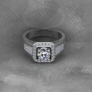 Round Moissanite Halo Diamond Vintage Engagement Ring, Moissanite Wedding Ring, Silver Moissanite Diamond Women Ring, Proposal Gold Ring For Her