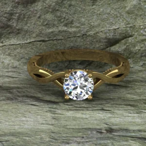 Round Cut Moissanite Solitaire Diamond Vintage Engagement Ring, Moissanite Wedding Ring, Silver Moissanite Diamond Women Ring, Proposal Gold Ring For Her