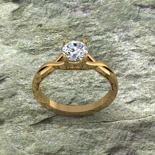 Round Cut Moissanite Solitaire Diamond Vintage Engagement Ring, Moissanite Wedding Ring, Silver Moissanite Diamond Women Ring, Proposal Gold Ring For Her