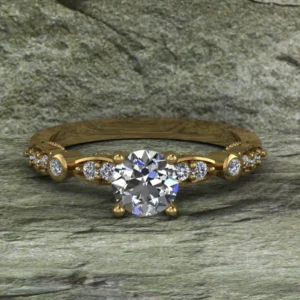 Round Cut Moissanite Solitaire Diamond Vintage Engagement Ring, Moissanite Wedding Ring, Silver Moissanite Diamond Women Ring, Proposal Gold Ring For Her