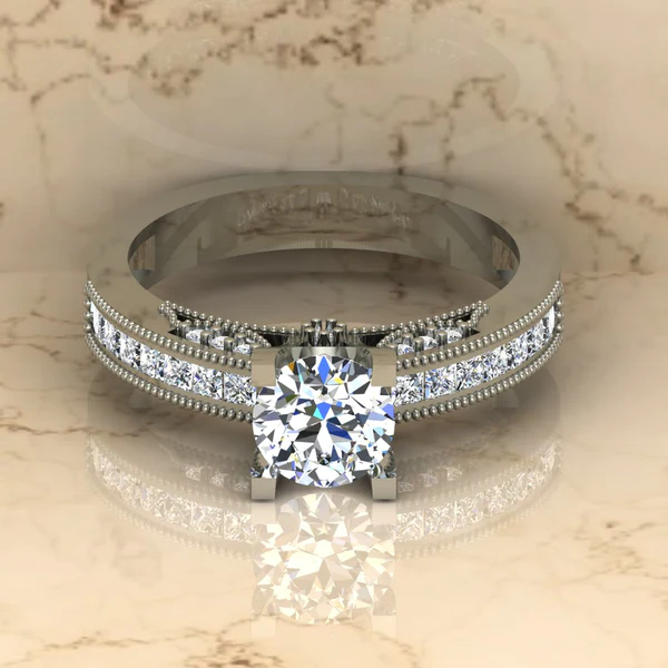 Round Moissanite Solitaire Diamond Vintage Engagement Ring, Moissanite Wedding Ring, Silver Moissanite Diamond Women Ring, Proposal Gold Ring For Her