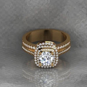 Round Moissanite Double Halo Diamond Vintage Engagement Ring, Moissanite Wedding Ring, Silver Moissanite Diamond Women Ring, Proposal Gold Ring For Her