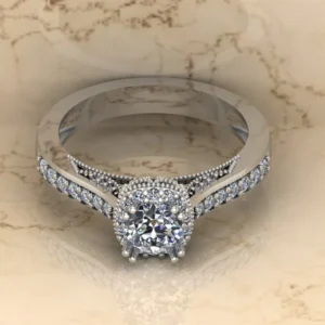 01_0bd6eef0-305a-4fe9-9f06-cc820651a2a3_600x600 Round Moissanite Halo Diamond Vintage Engagement Ring, Moissanite Wedding Ring, Silver Moissanite Diamond Women Ring, Proposal Gold Ring For Her