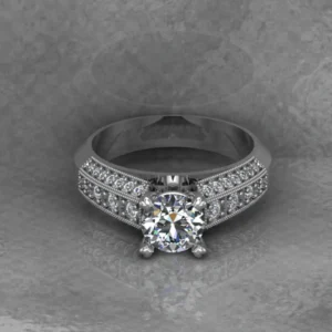 Round Moissanite Solitaire Diamond Vintage Engagement Ring, Moissanite Wedding Ring, Silver Moissanite Diamond Women Ring, Proposal Gold Ring For Her