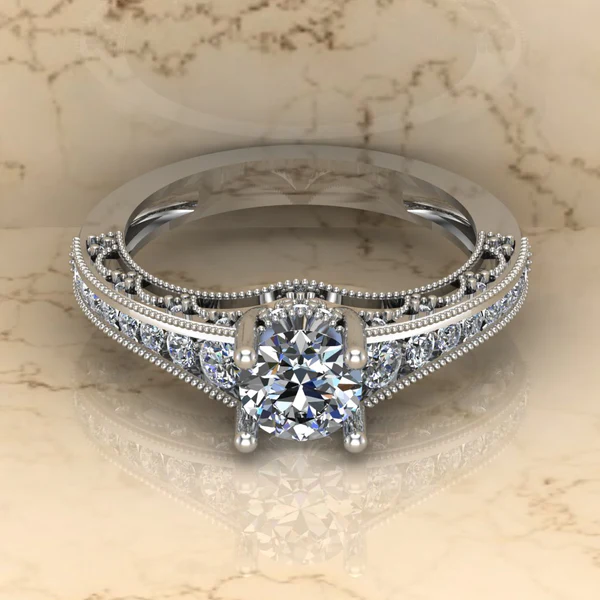 Round Moissanite Solitaire Diamond Vintage Engagement Ring, Moissanite Wedding Ring, Silver Moissanite Diamond Women Ring, Proposal Gold Ring For Her