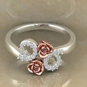 Round Moissanite Diamond Rose Shape Engagement Ring, Moissanite Diamond Engagement Ring, Sterling Silver Wedding Ring For Bridal, Solid Gold Anniversary Ring Gift For Her