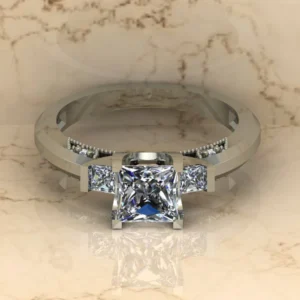 01_136c9fcc-c993-4f06-b4d6-28686c4a0680_600x600 Princess Moissanite Solitaire 3 Stone Diamond Vintage Engagement Ring, Moissanite Wedding Ring, Silver Moissanite Diamond Women Ring, Proposal Gold Ring For Her